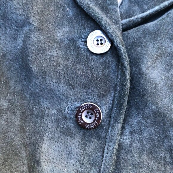 LIVE A LITTLE Leather Suede Coat Jacket LG Women's Black Blazer - Picture 5 of 7